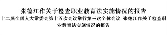 張德江作關于檢查職業(yè)教育法實施情況的報告