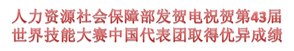 人力資源社會保障部發(fā)賀電祝賀第43屆世界技能大賽中國代表團取得優(yōu)異成績